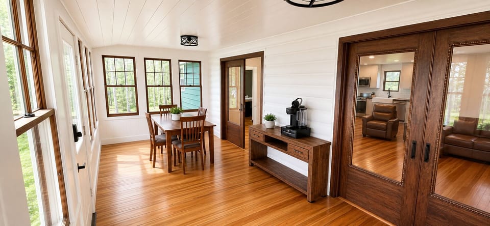 Dining table with seating for six and a new coffee bar!