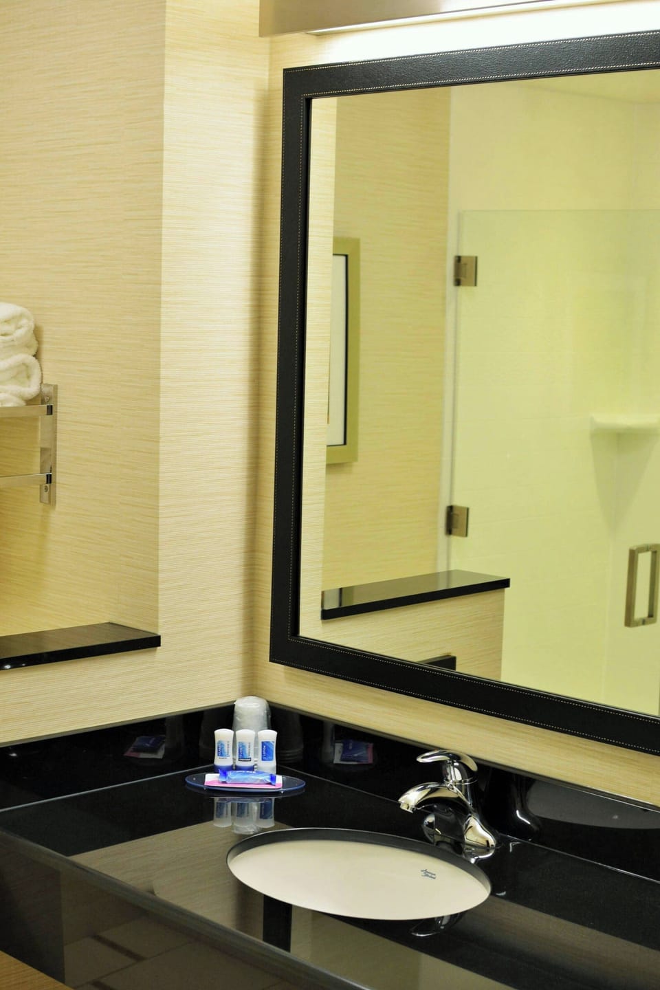 Free toiletries, hair dryer, towels