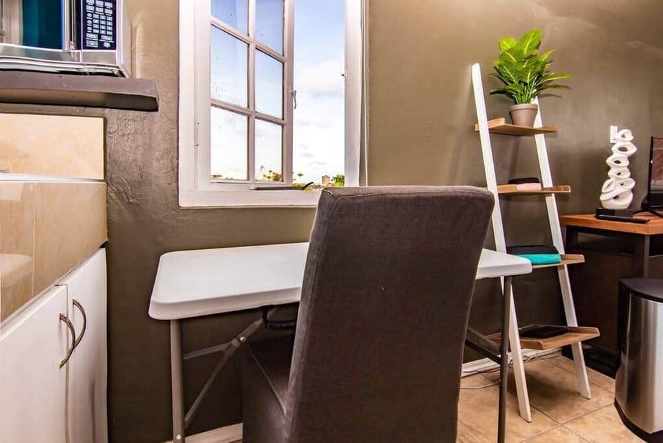 Folding table available which can be used as makeshift working space