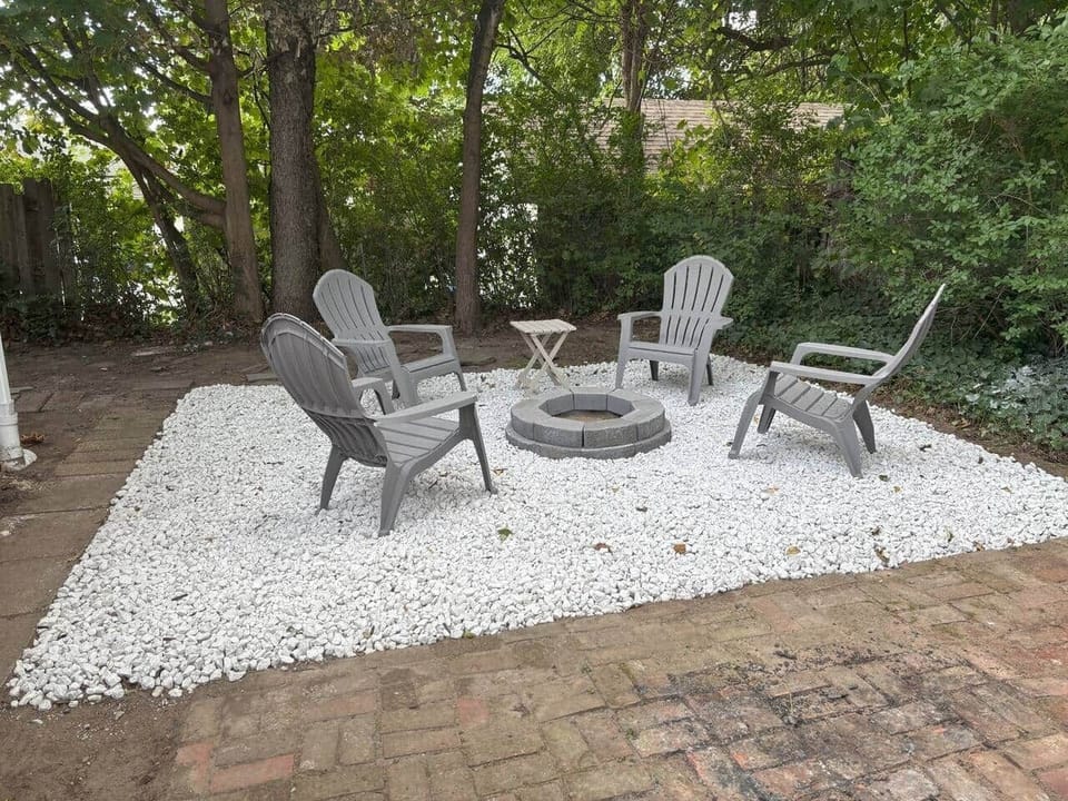 Relax with friends and family around the wood-burning fire pit.  