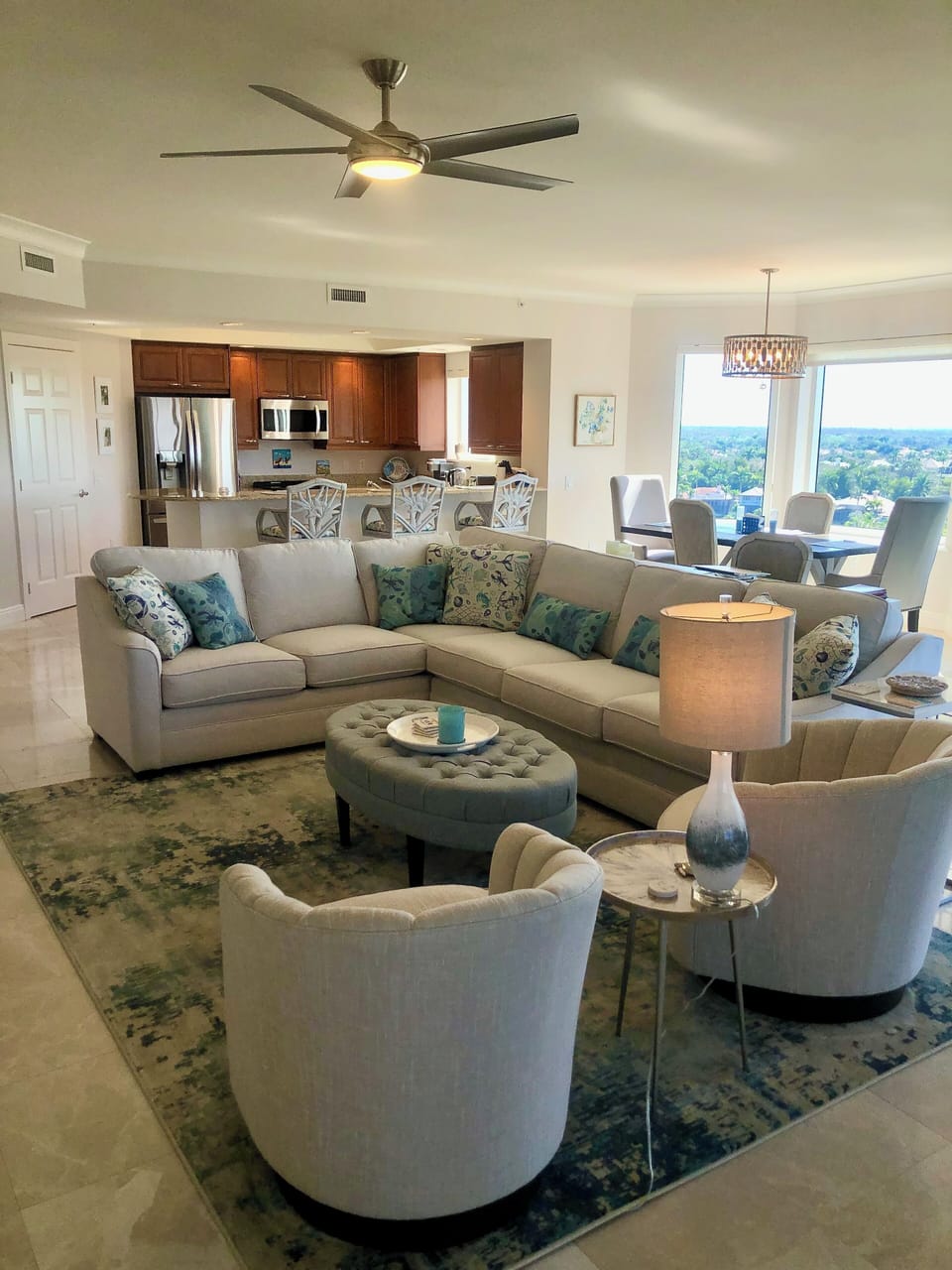 Open living room, kitchen and dining -great views throughout!