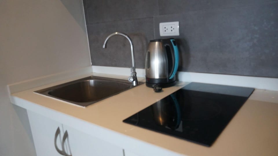 Apartment, Balcony, City View | Private kitchen | Fridge, microwave, stovetop, cookware/dishes/utensils