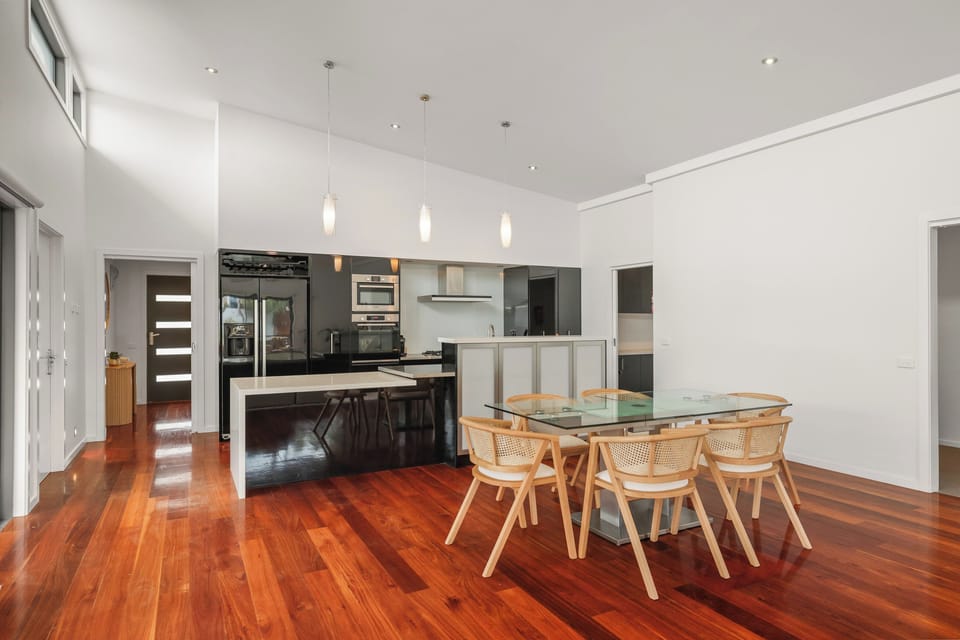 This cozy kitchen and dining area is designed for comfort and style