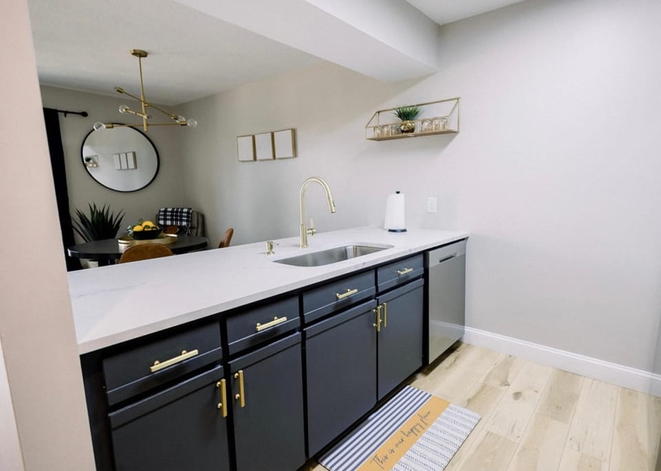 The open kitchen offers ample space & every home comfort​