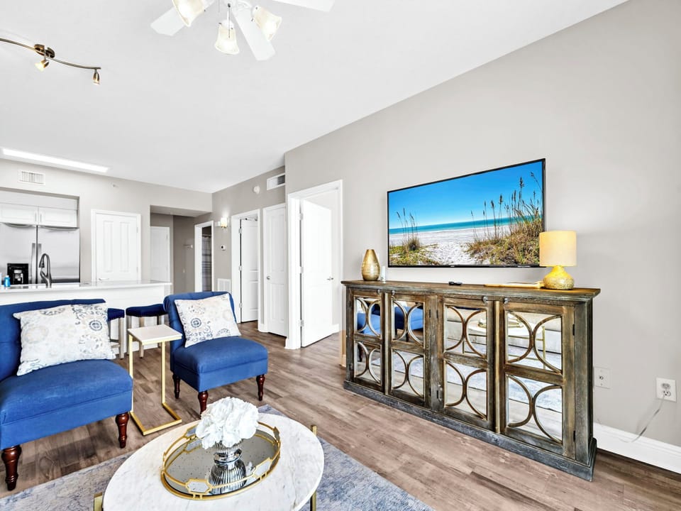 Enjoy a movie on the flat screen