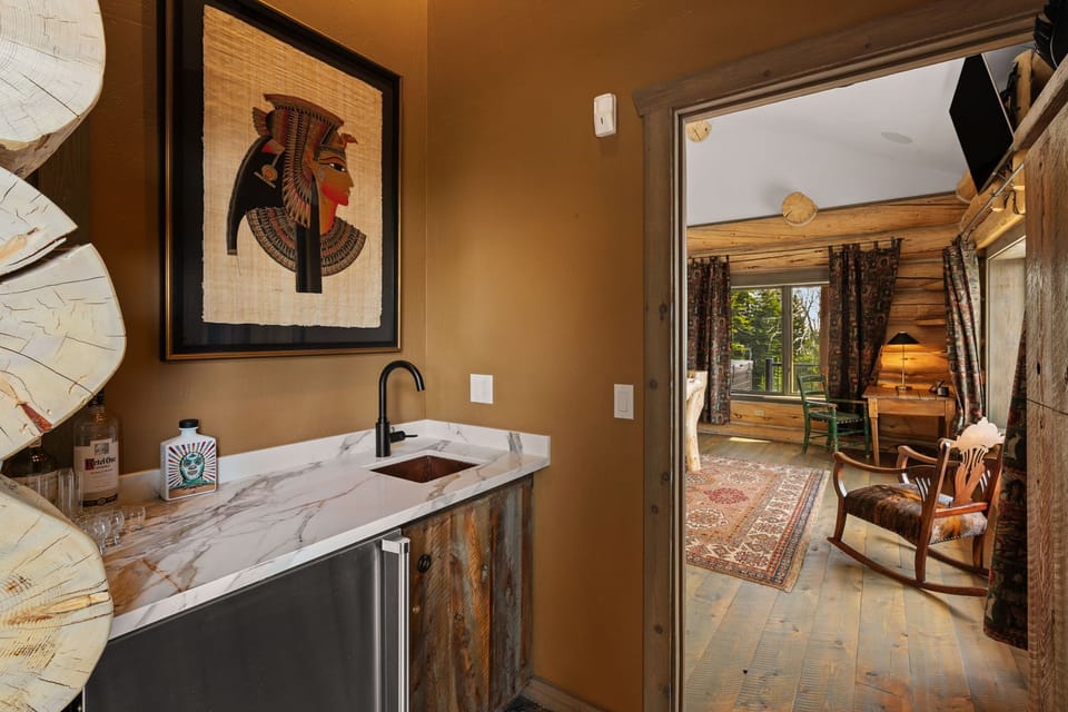 Wet bar outside master bedroom