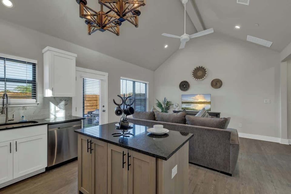 Open concept kitchen and living room perfect for entertaining.