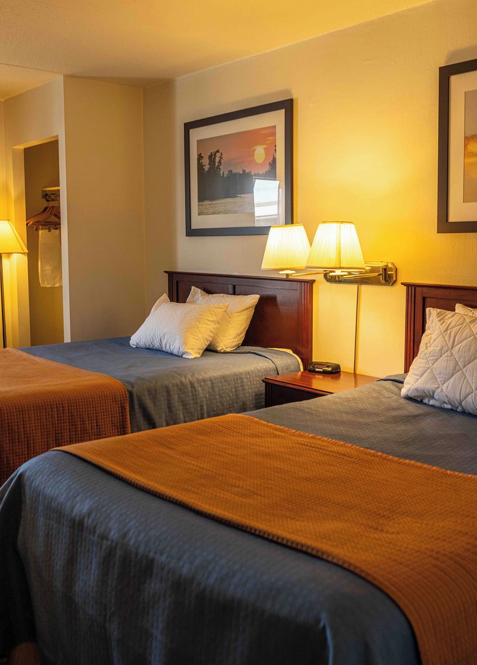 Standard Room, 2 Double Beds, Non Smoking | Desk, blackout drapes, iron/ironing board, free WiFi