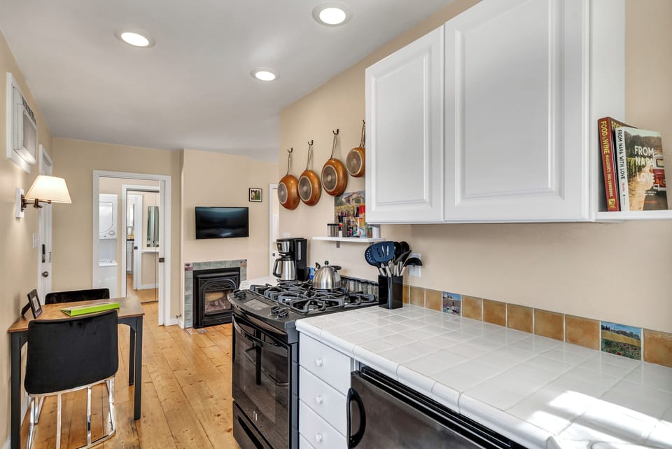 Fully stocked kitchen with all essentials to enjoy your stay, including spices!