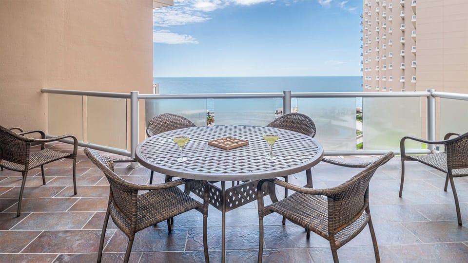 dining table overlooking the Resort grounds on the main balcony