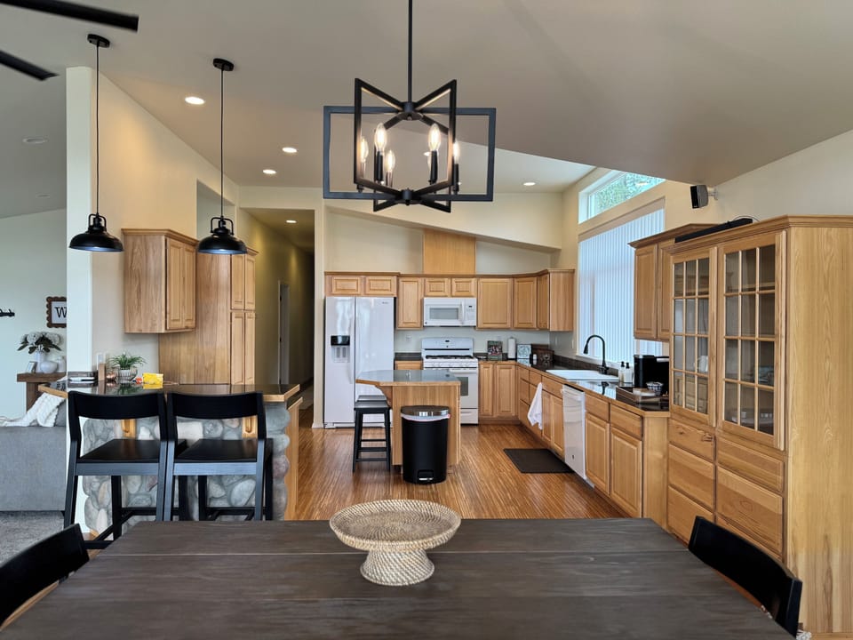 Dining room opens to the kitchen.