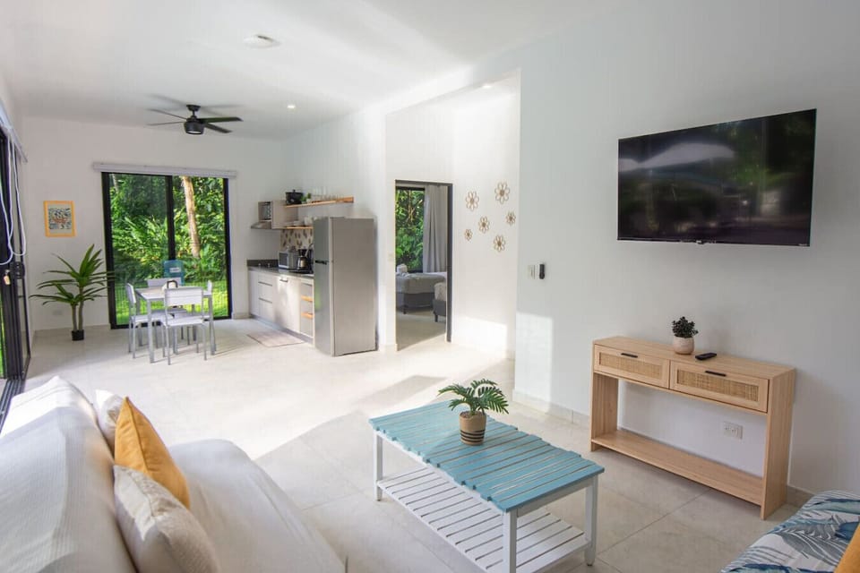 Spacious Open Living Area with Roku Smart TV, Tropical Villa in Costa Rica Jungle