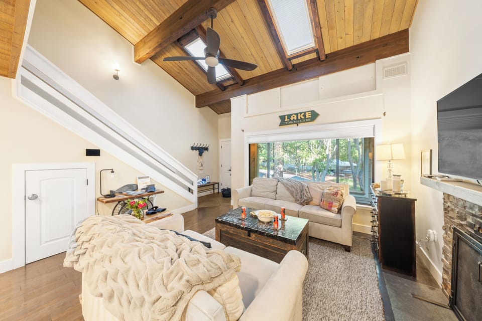 Living room with skylight.