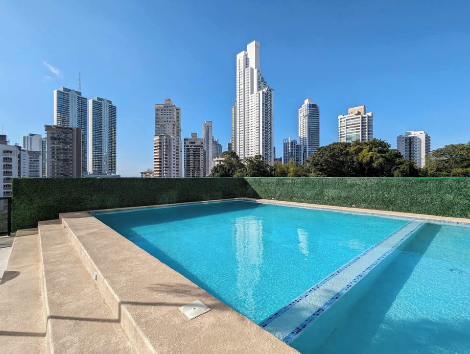 Rooftop pool with a relaxing vibe.