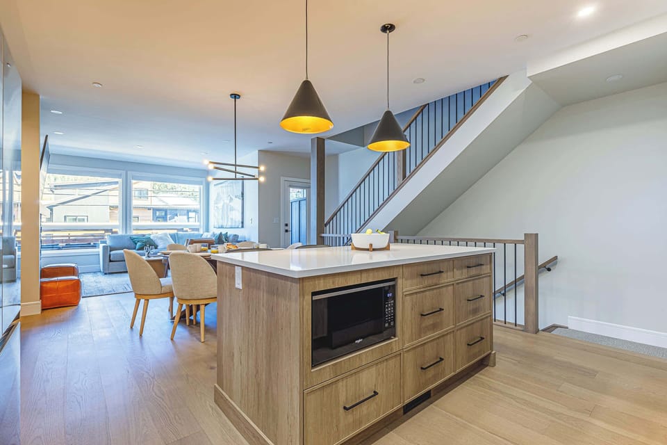 Beautiful kitchen opens onto the open plan dining and living area