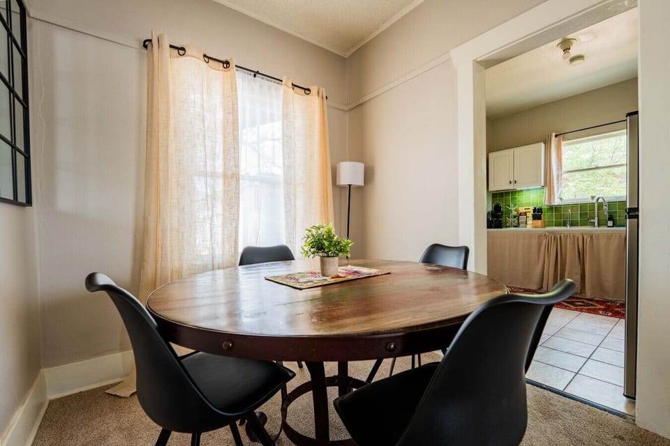Cozy round table under soft natural light.