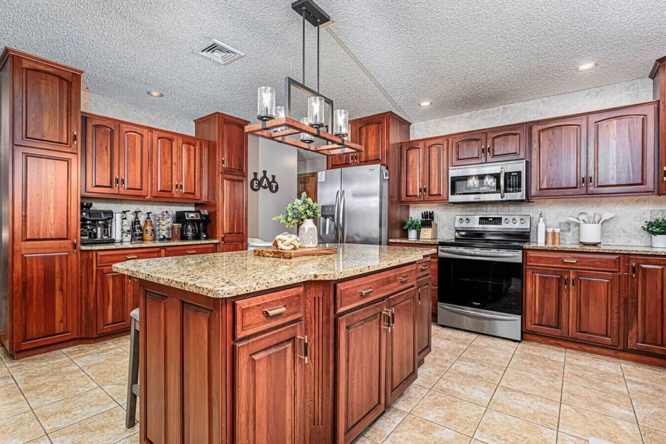 Kitchen + island with seating
