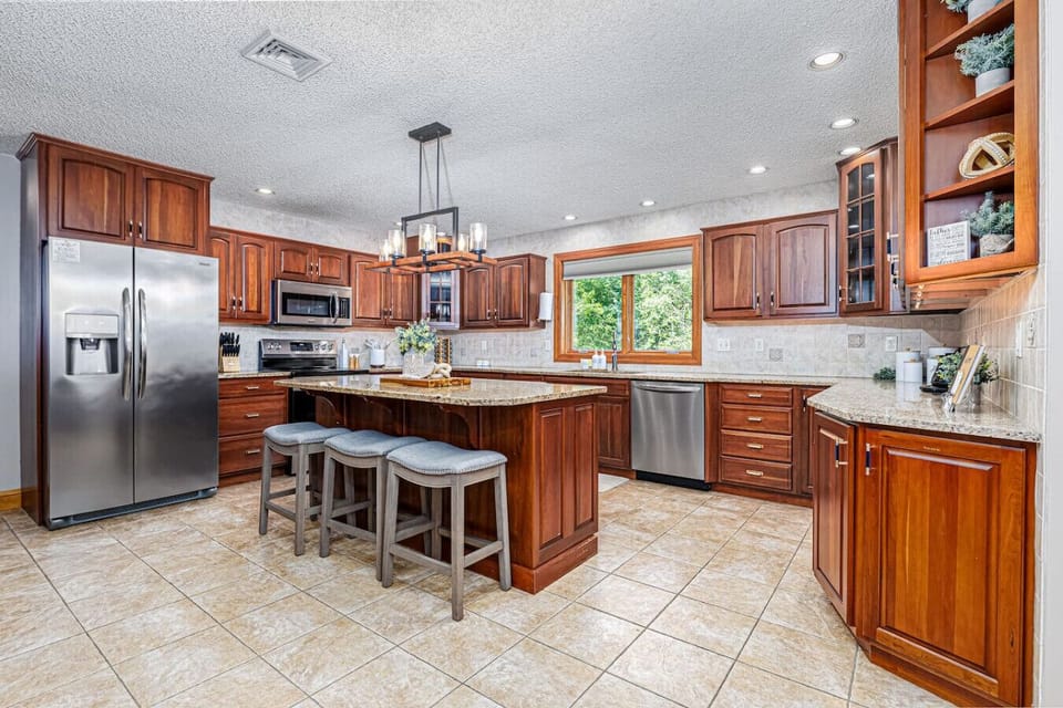 Kitchen + island with seating