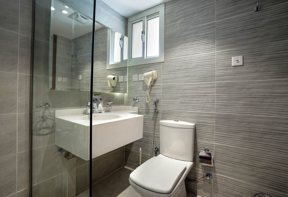 Towels, soap, shampoo, toilet paper