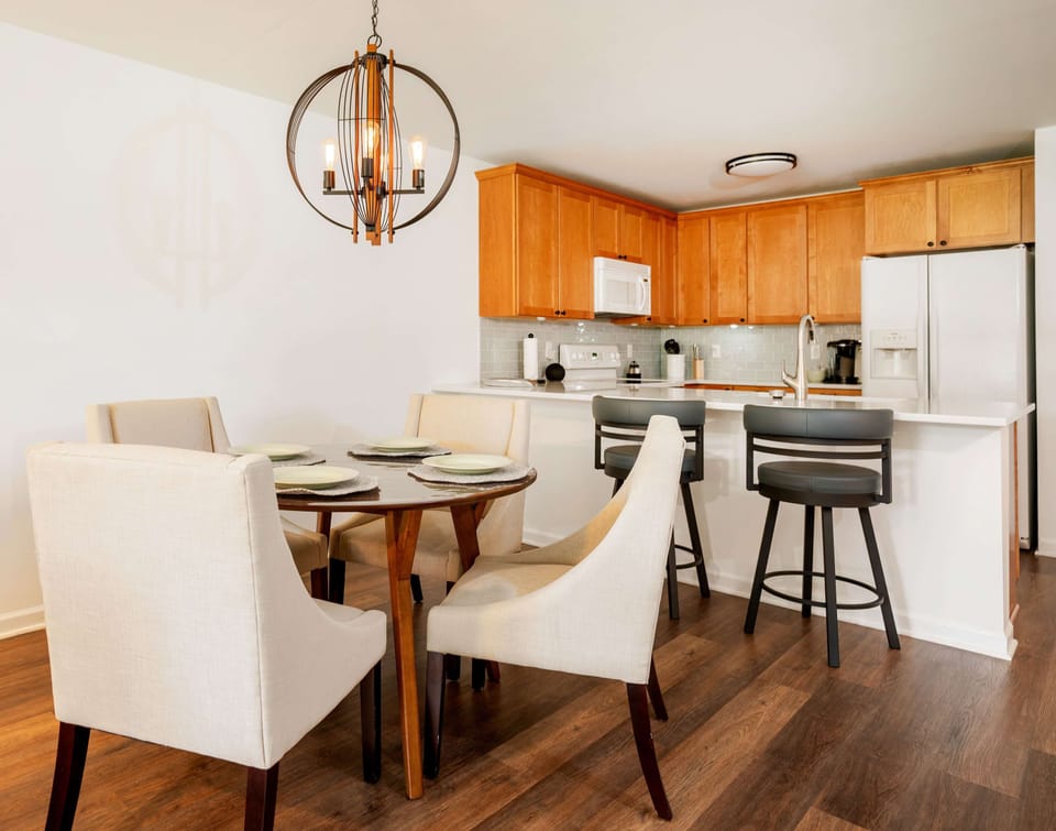 Dining table and additional counter seating 