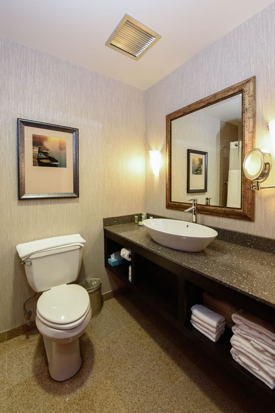 Free toiletries, hair dryer, towels