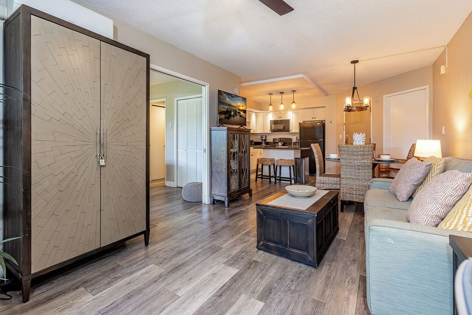 Open concept living space made easy with bedroom pocket doors