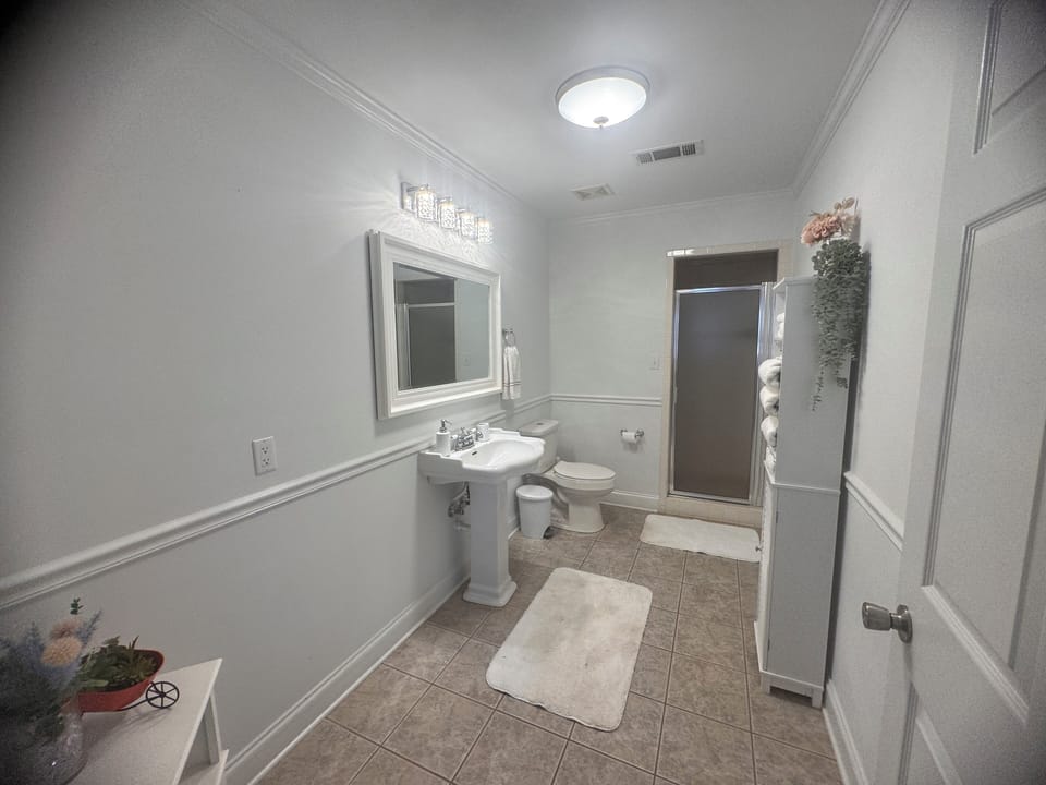 Full bathroom in the main area.