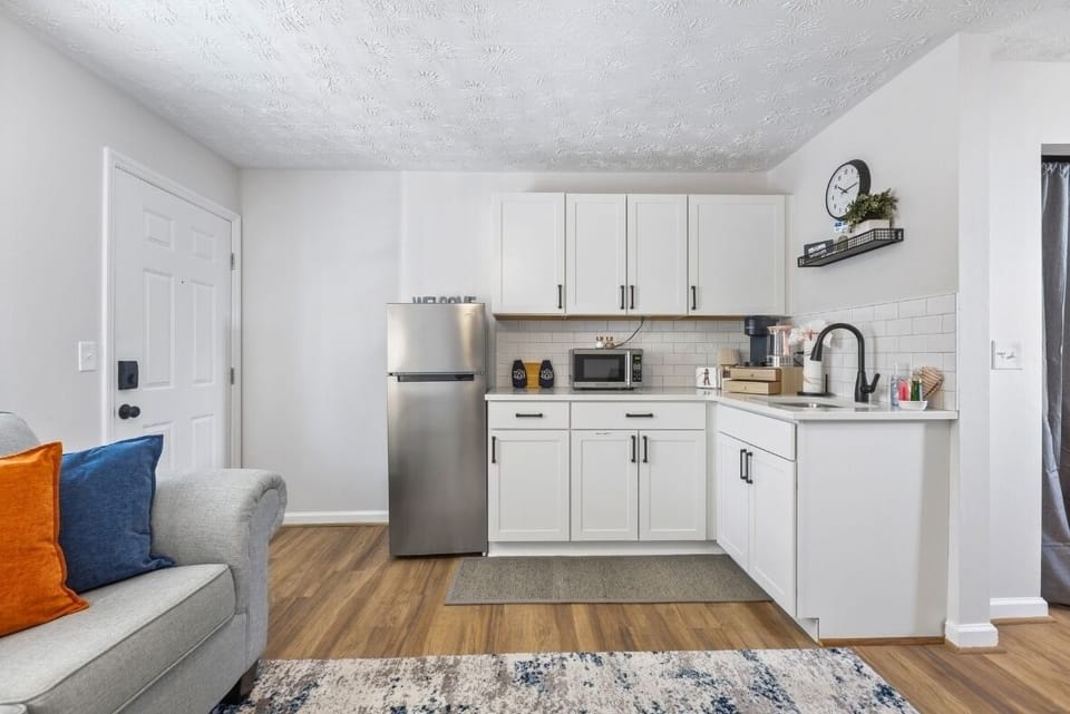 Fully equipped kitchenette for meals and morning coffee.