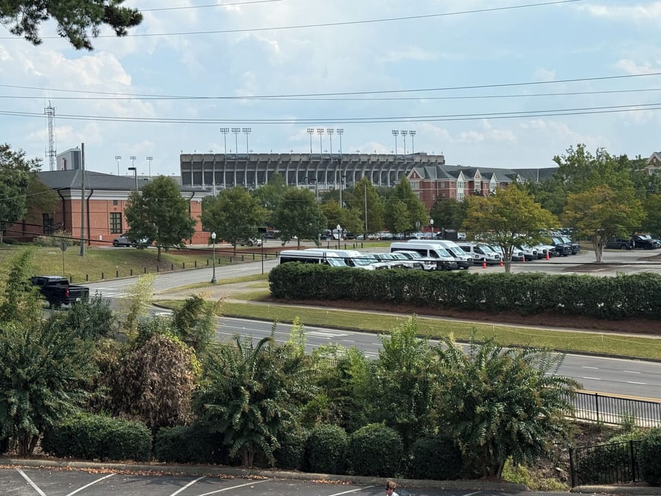 Step outside to direct views of Jordan-Hare Stadium across the street.