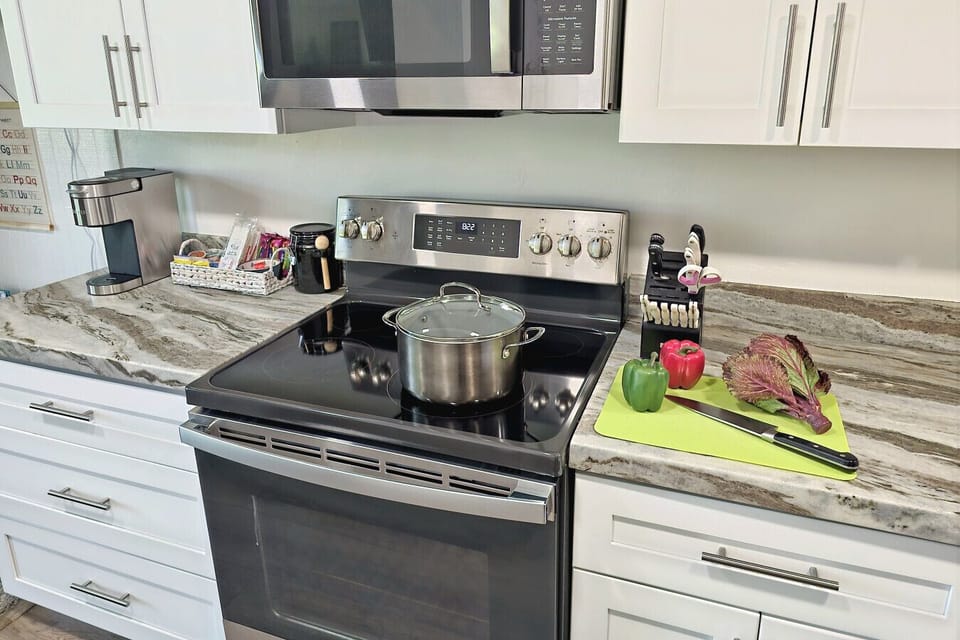 Bring your ingredients and prepare your favorite meals in our well stocked kitchen.