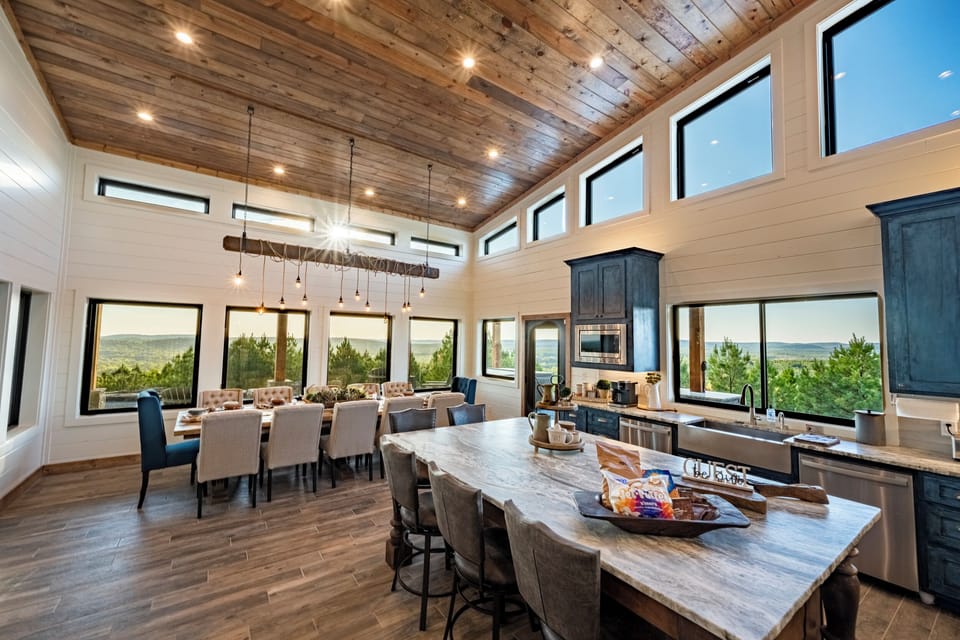Open-concept kitchen and dining