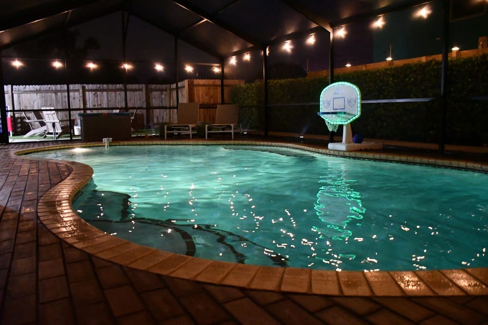 Night time pool basketball anyone?
