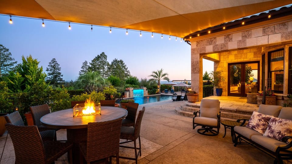 View from outdoor kitchen and grill