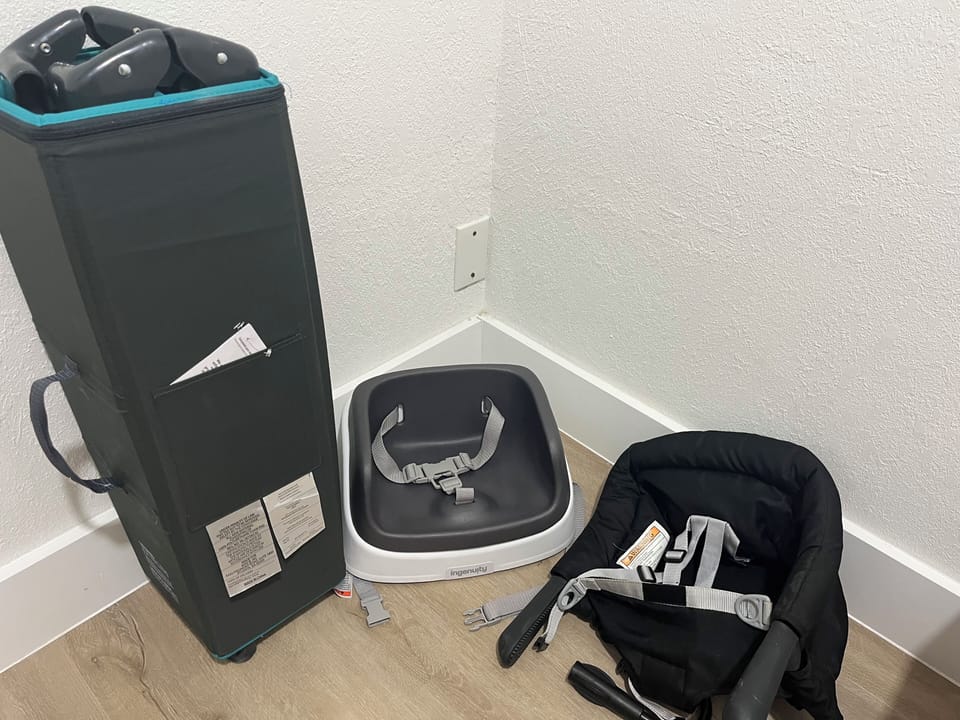 Pack n play and high chair or booster available upon request
