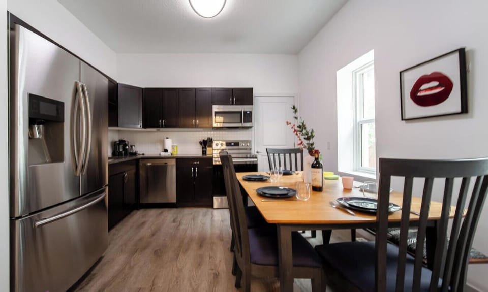 The kitchen is ready for everything from quick breakfasts to full dinners. All utensils, cookware, and dinnerware are included.