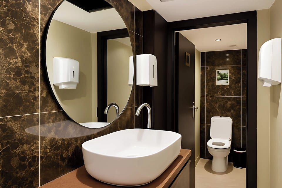 Combined shower/tub, towels, soap, shampoo