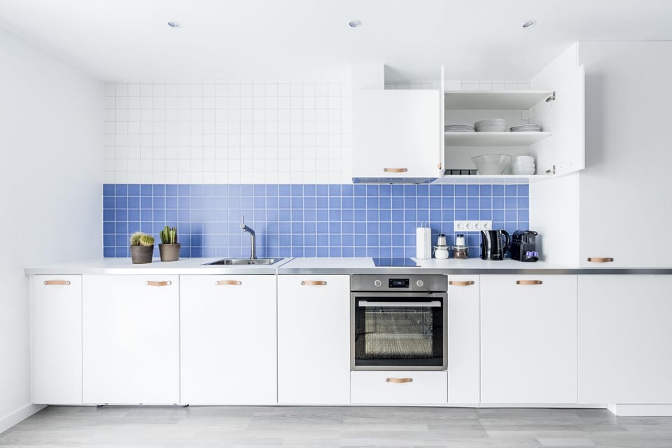 Fridge, microwave, oven, highchair