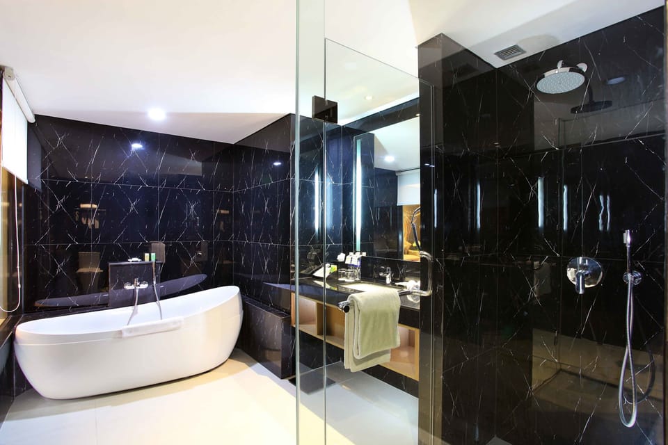 Business Suite | Bathroom | Free toiletries, hair dryer, bathrobes, slippers