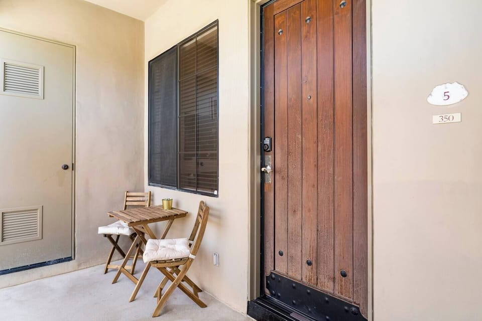 Comfortable patio to relax and enjoy morning coffee with mountain views. Digital keypad for easy entry.