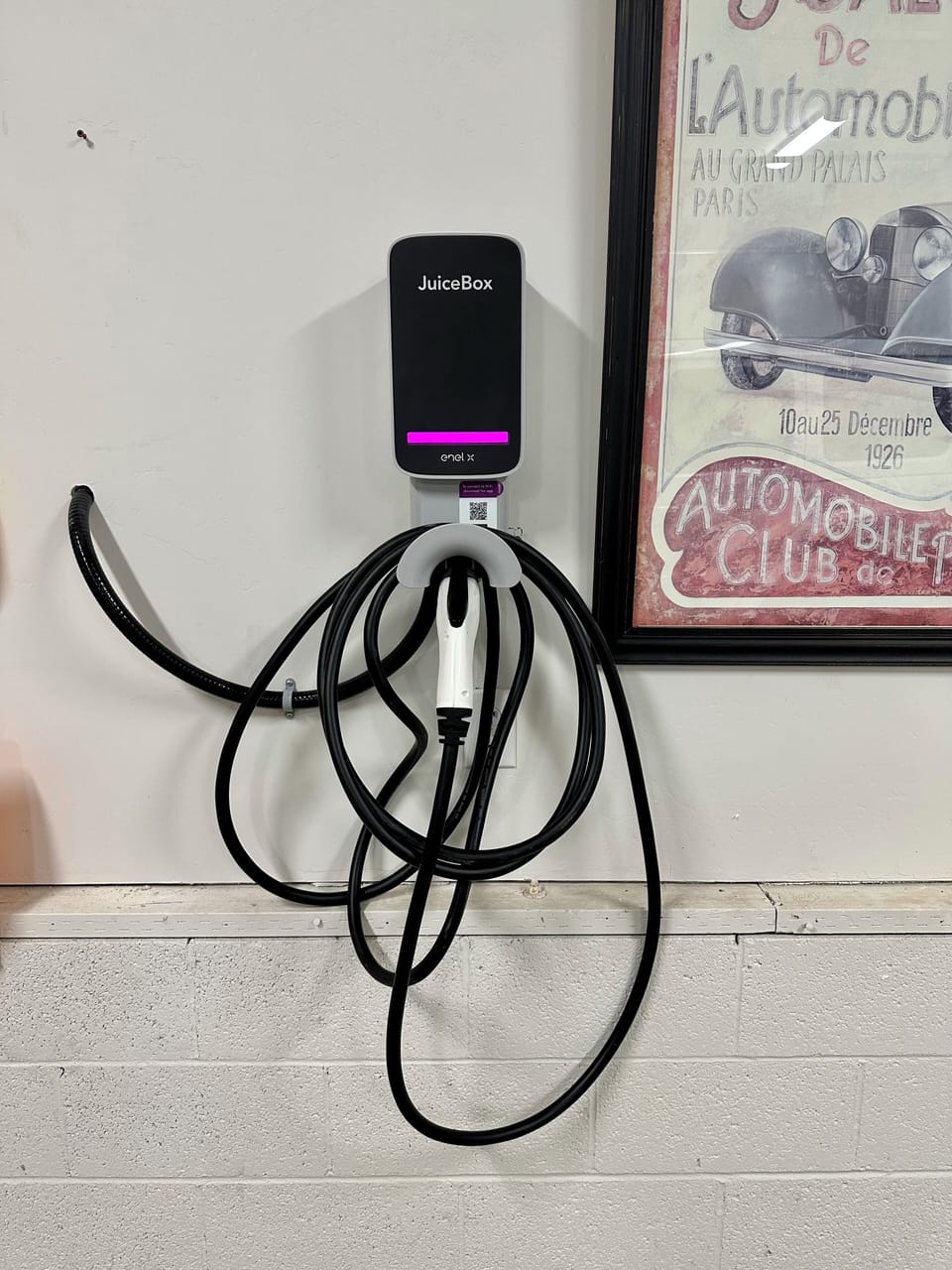 Electric charger in the garage.