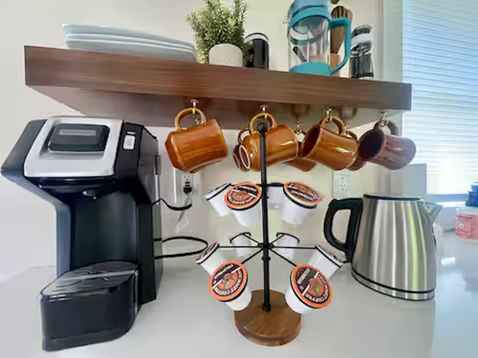 Charming coffee station with everything for your perfect morning brew.
