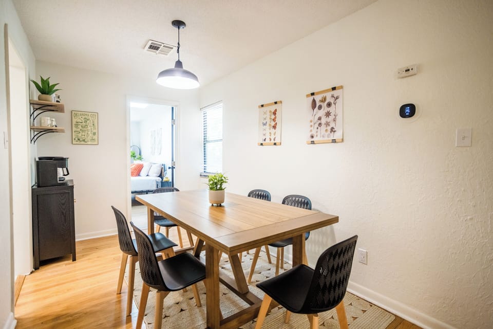 Separate dining area with table seating for 6.