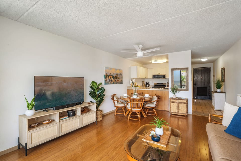 A cozy yet spacious living area, perfect for gathering with family and friends