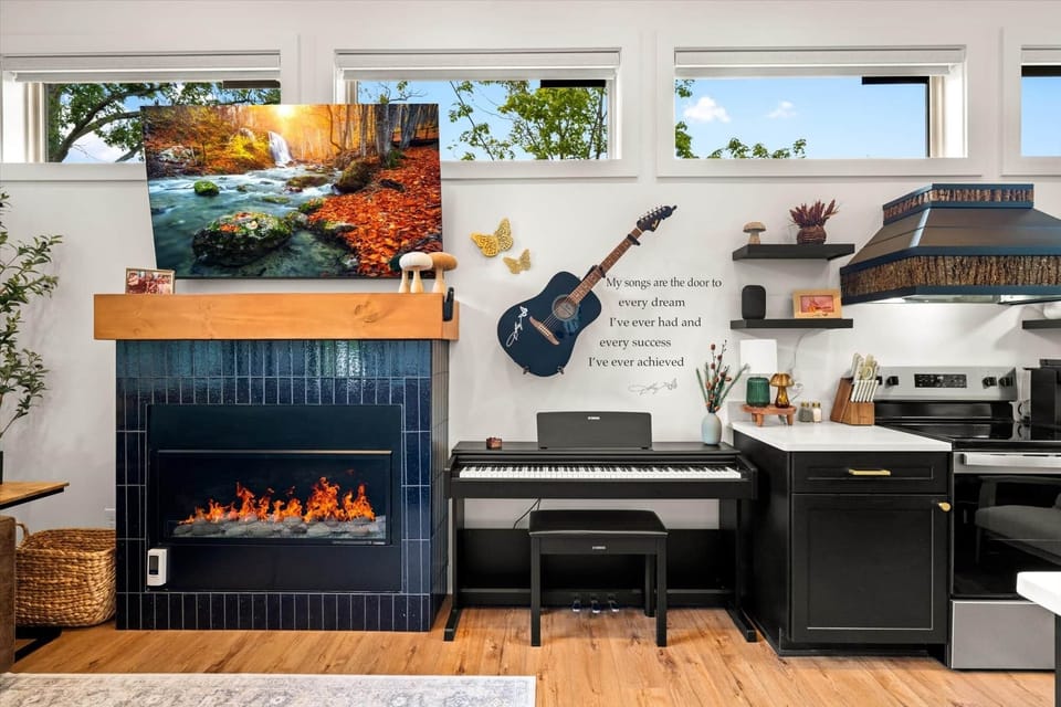 The cozy fire is calling you to unwind and enjoy the little things