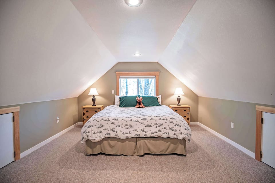 The primary loft bedroom with a king bed! Clean linens and towels provided