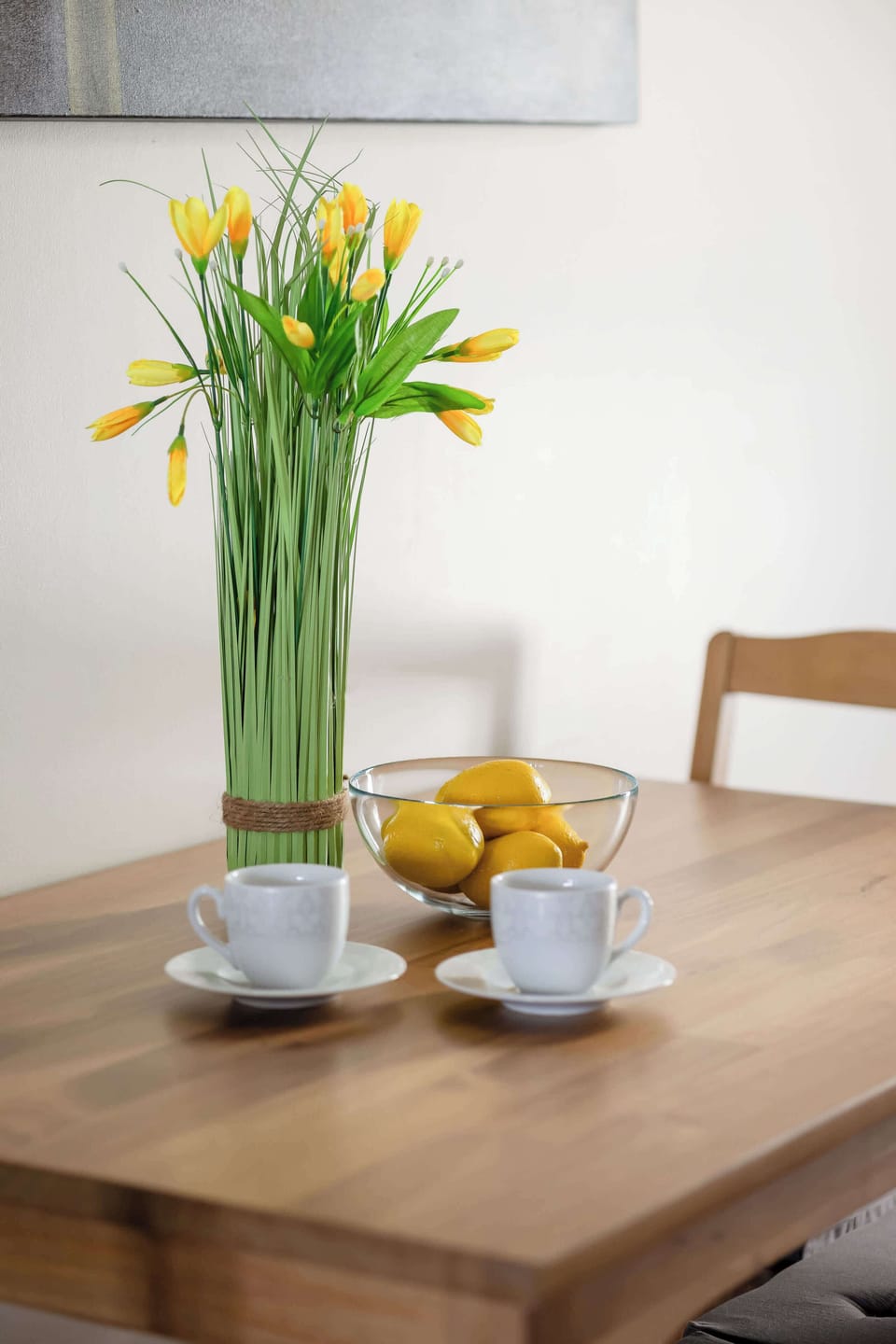 Fresh flower arrangement bringing a natural and homely touch.