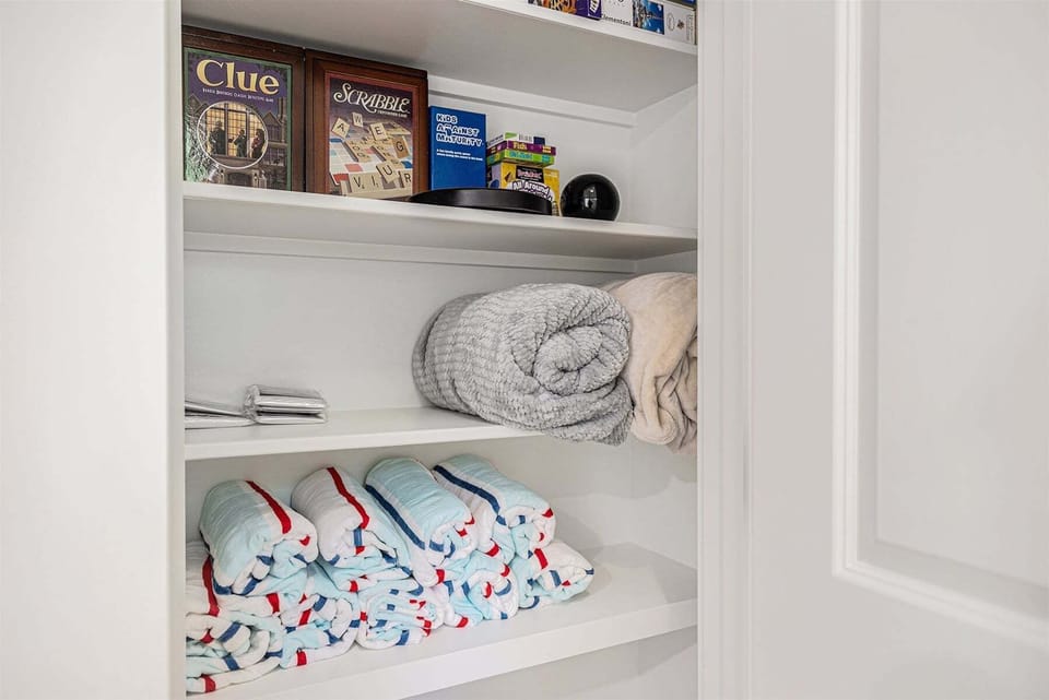 Plenty of games, beach towels, and extra blankets for your use