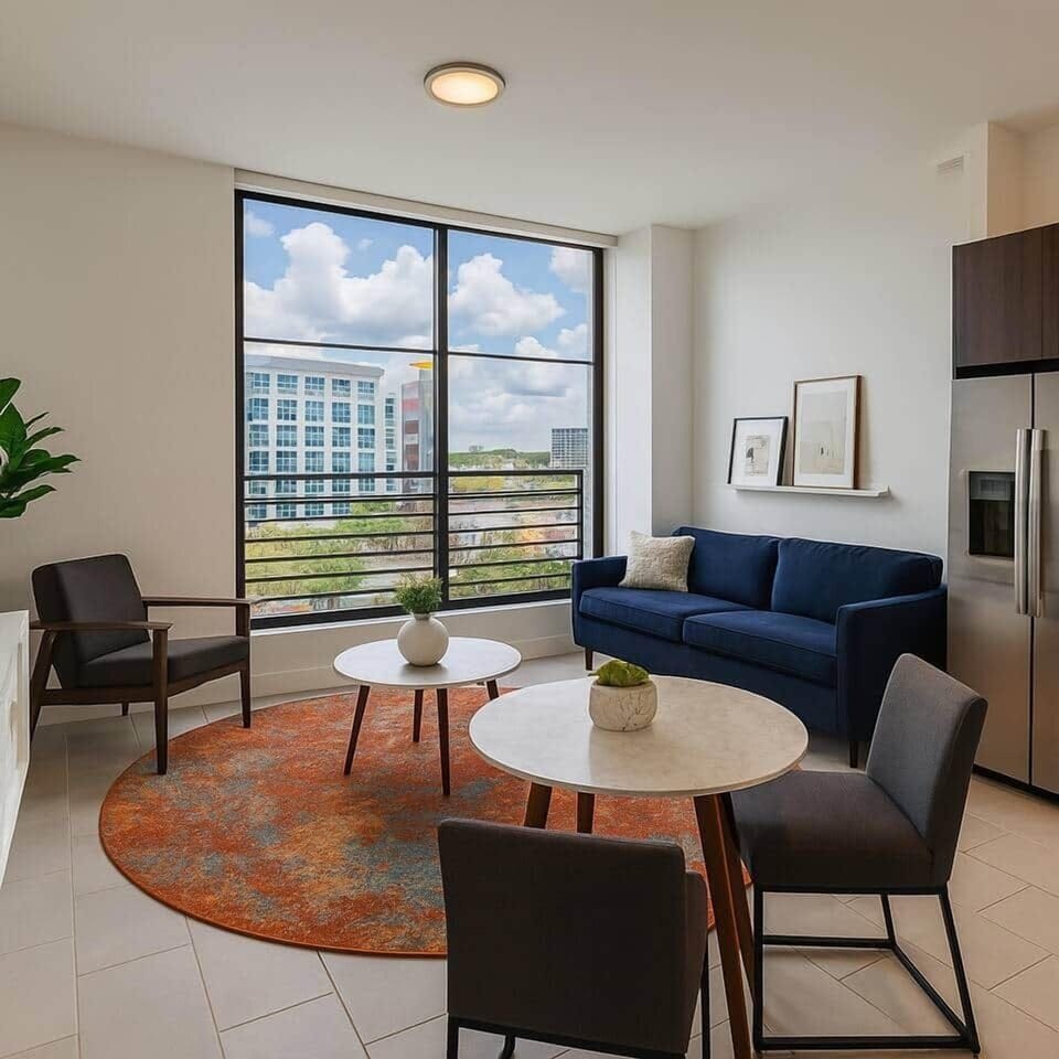Top Floor Penthouse 2 Bedroom 1 Bathroom Unit with Floor to Ceiling Sliding Glass Windows and Views of Wynwood and Edgewood Skylines. 
