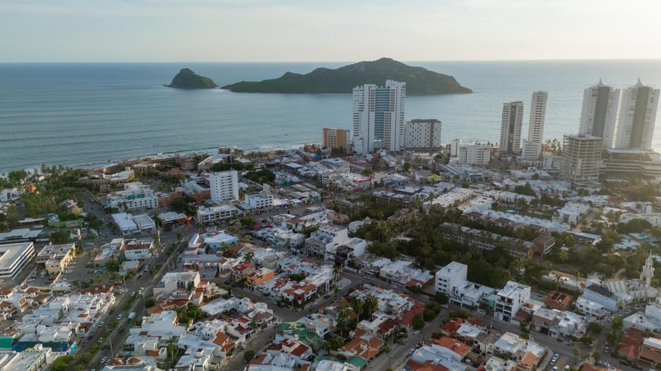 Drone view of golden zone and beach