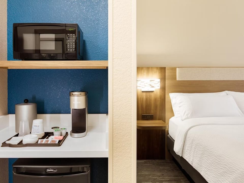 Start mornings with fresh coffee and simple in-room convenience.